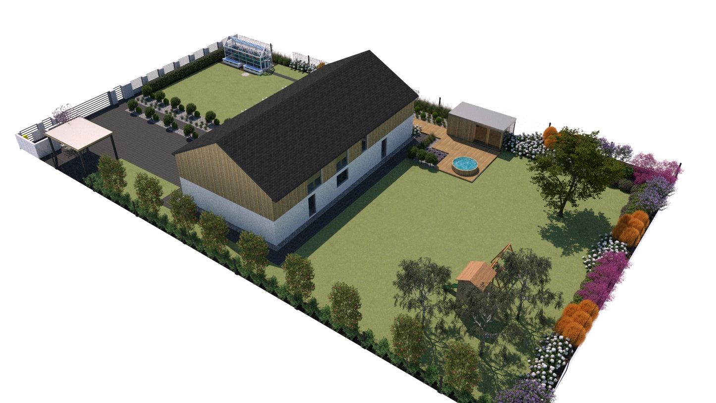 140+ projektów ogrodów z rabatami przy tarasie